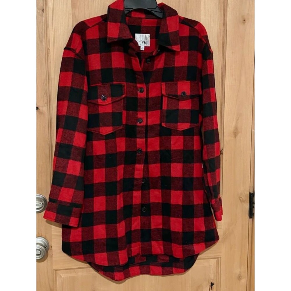 YMI Red & Black Buffalo Plaid Shacket Jacket Size L
